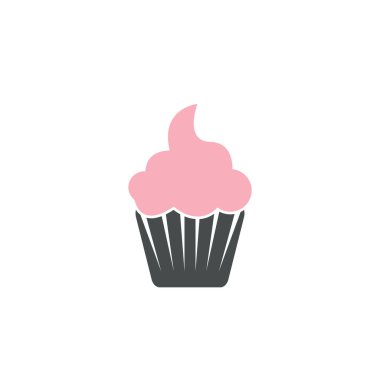 Lezzetli cupcake ikonu vektör illüstrasyon şablonu tasarımı