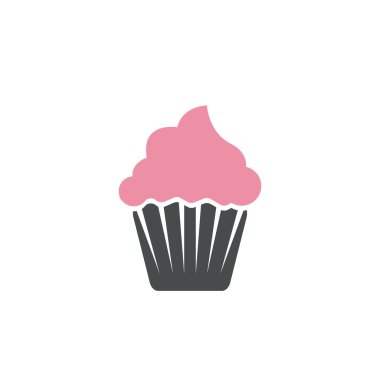 Lezzetli cupcake ikonu vektör illüstrasyon şablonu tasarımı