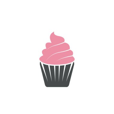 Lezzetli cupcake ikonu vektör illüstrasyon şablonu tasarımı