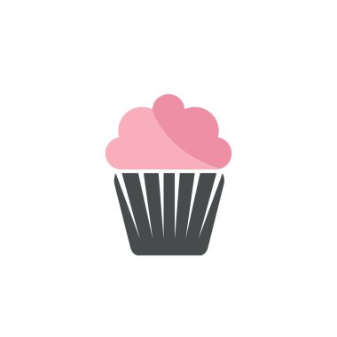 Lezzetli cupcake ikonu vektör illüstrasyon şablonu tasarımı