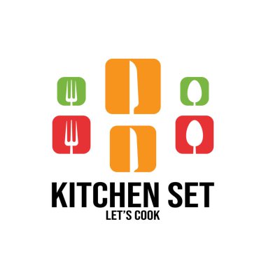 çatal ve kaşık kithcen simge vektör çizim şablonu tasarımını ayarladı