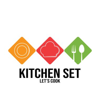 çatal ve kaşık kithcen simge vektör çizim şablonu tasarımını ayarladı