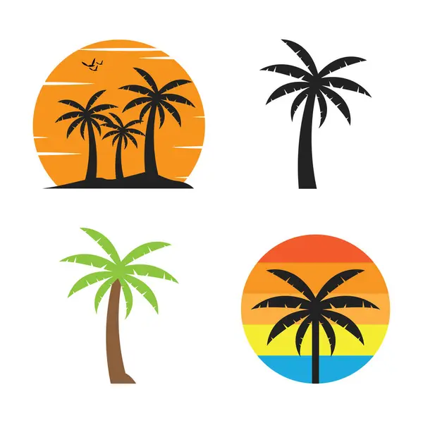 Kokosový Strom Plážové Letovisko Letní Vektorové Ilustrační Šablony — Stockový vektor