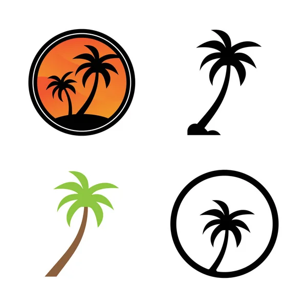 Árbol Coco Resort Playa Diseño Plantilla Ilustración Vectores Verano — Vector de stock