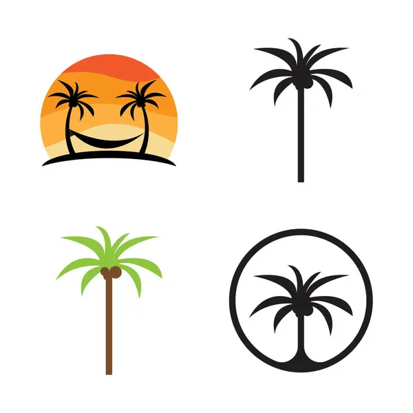 Árbol Coco Resort Playa Diseño Plantilla Ilustración Vectores Verano — Vector de stock