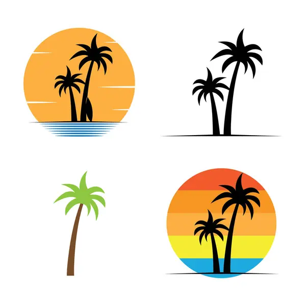 Árbol Coco Resort Playa Diseño Plantilla Ilustración Vectores Verano — Archivo Imágenes Vectoriales