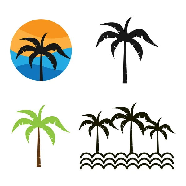 Kokosnötsträd Badort Och Sommarvektor Illustration Mall Design — Stock vektor