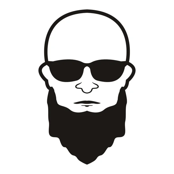 ボールドマンフェイスひげとブラックメガネの口ひげ 顔アイコンベクターイラストテンプレートデザイン — ストックベクタ