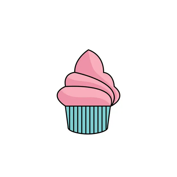 Delicioso Cupcake Icono Vector Ilustración Plantilla Diseño — Vector de stock