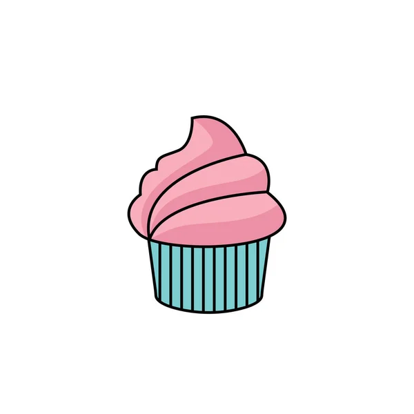 Delicioso Cupcake Icono Vector Ilustración Plantilla Diseño — Vector de stock