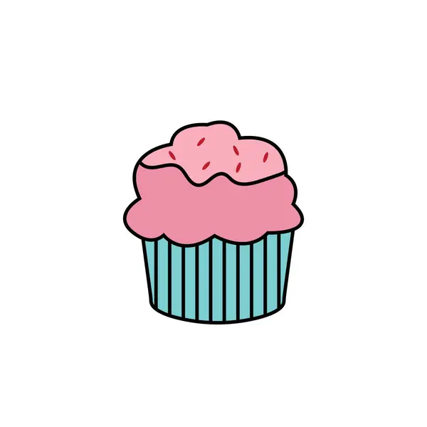Heerlijke Cupcake Pictogram Vector Illustratie Template Ontwerp — Stockvector