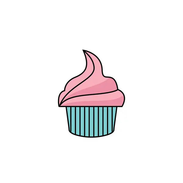 Läcker Cupcake Ikon Vektor Illustration Mall Design — Stock vektor