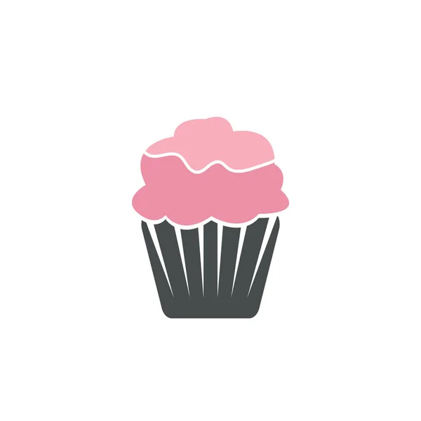 Finom Cupcake Ikon Vektor Illusztráció Sablon Tervezés — Stock Vector