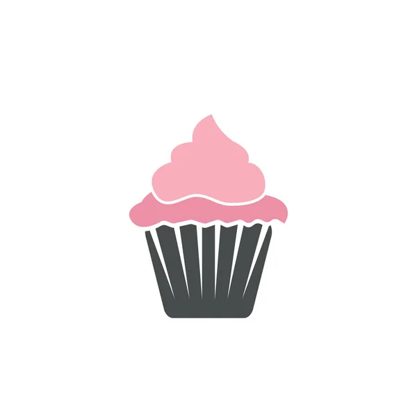おいしいカップケーキアイコンベクターイラストテンプレートデザイン — ストックベクタ