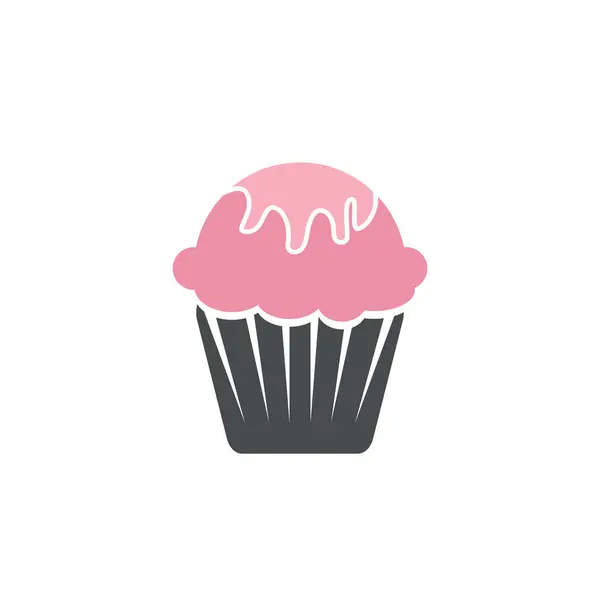 Finom Cupcake Ikon Vektor Illusztráció Sablon Tervezés — Stock Vector