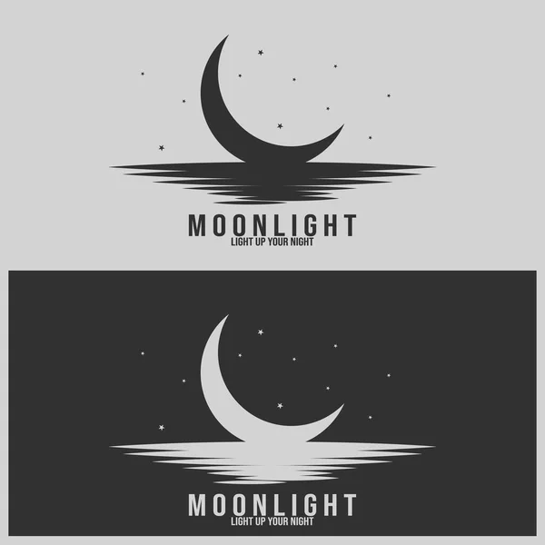 Mond Nacht Licht Schön Symbol Vektor Illustration Vorlage Design — Stockvektor