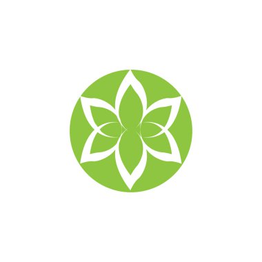 Yeşil yapraklı bahçe ikonu vektör illüstrasyon şablonu tasarımı