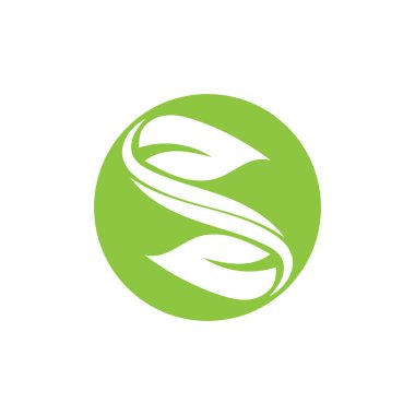 Yeşil yapraklı bahçe ikonu vektör illüstrasyon şablonu tasarımı