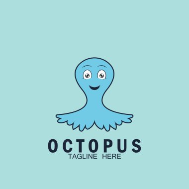 ahtapot simgesi vektör çizim şablonu tasarımı