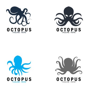 ahtapot simgesi vektör çizim şablonu tasarımı