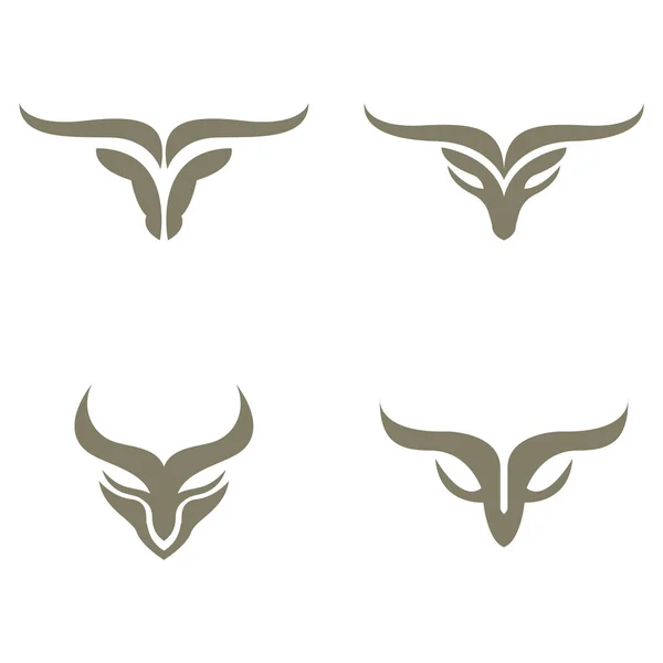Uzun Boynuzlu Boğa Sığır Sığır Başı Toro Taurus Logosu — Stok Vektör