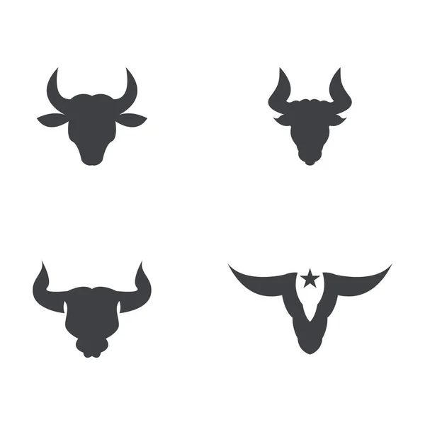 Long Horn Bull Buffalo Cow Cattle Head Toro Taurus Logo — Vector de stock