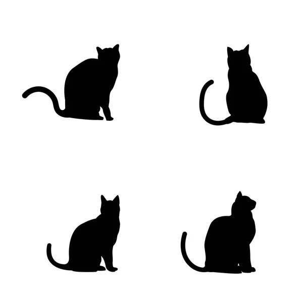 Silhueta Gato Logotipo Ícone Vetor Ilustração Modelo Design — Vetor de Stock