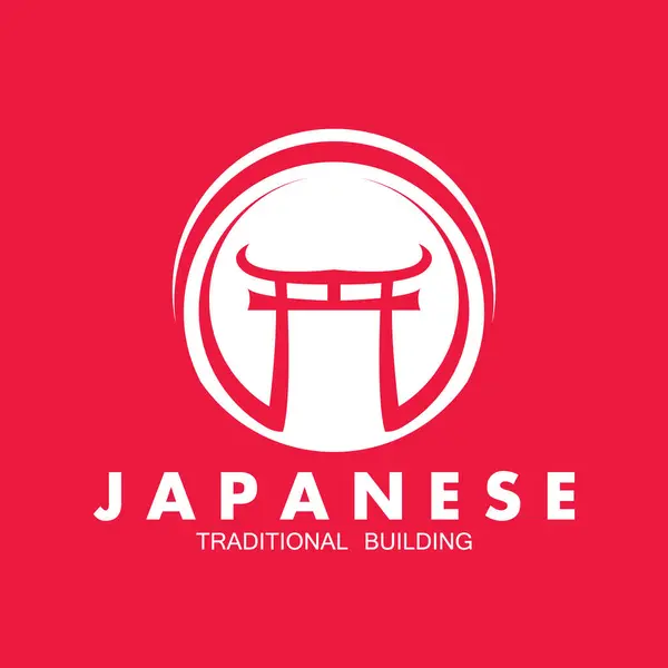 Torii Gate Logo Icona Vettoriale Illustrazione Template Design — Vettoriale Stock