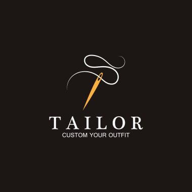 terzi iğne logo ikonu vektör illüstrasyon şablonu tasarımı