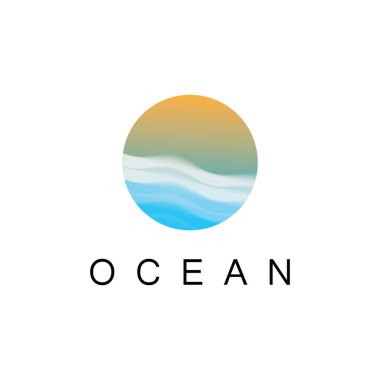 Okyanus logosu yuvarlak şekil vektörü