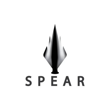 Mızrak logo ikonu vektör illüstrasyon tasarımı. Baş mızrak logo vintage çizim vektörü