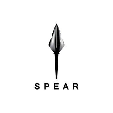 Mızrak logo ikonu vektör illüstrasyon tasarımı. Baş mızrak logo vintage çizim vektörü