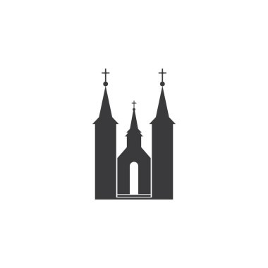 Kilise logosu. Modern, temiz kilise haçı sembolü. Hristiyan haçı simgesi. Katolik, dini ve ortodoks inancının işareti..