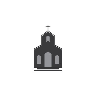 Kilise logosu. Modern, temiz kilise haçı sembolü. Hristiyan haçı simgesi. Katolik, dini ve ortodoks inancının işareti..