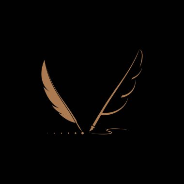 Tüy kalem yazma işareti logo şablonu uygulama simgeleri