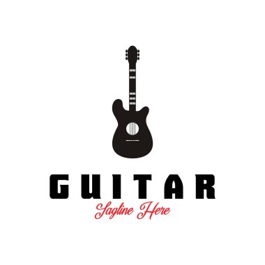 gitar logo simgesi vektör çizim şablonu tasarımı