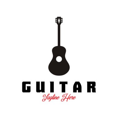 gitar logo simgesi vektör çizim şablonu tasarımı