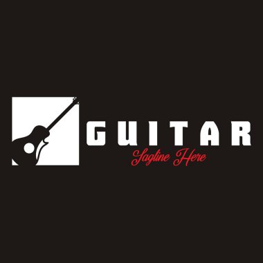 gitar logo simgesi vektör çizim şablonu tasarımı