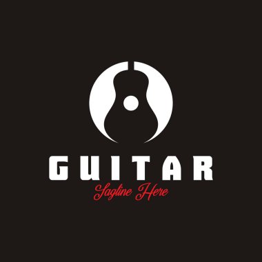 gitar logo simgesi vektör çizim şablonu tasarımı