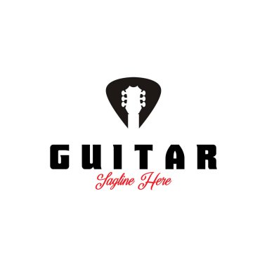 gitar logo simgesi vektör çizim şablonu tasarımı