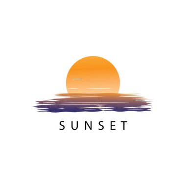Ocean Sunset Logo Design Inspiration. isolated on white background 