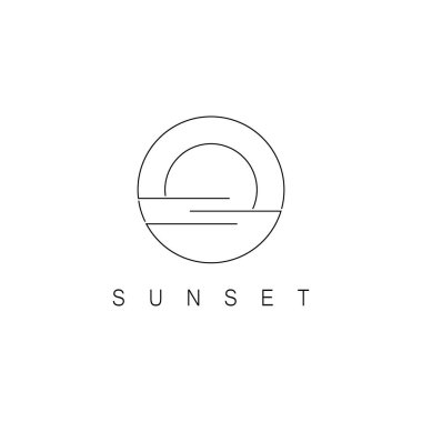 Ocean Sunset Logo Design Inspiration. isolated on white background 