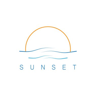 Ocean Sunset Logo Design Inspiration. isolated on white background 