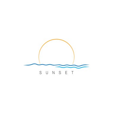 Ocean Sunset Logo Design Inspiration. isolated on white background 