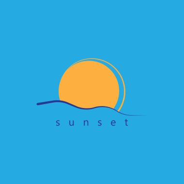 Ocean Sunset Logo Design Inspiration. isolated on white background 