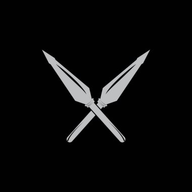 Mızrak logo ikonu vektör illüstrasyon tasarımı. Baş mızrak logo vintage çizim vektörü