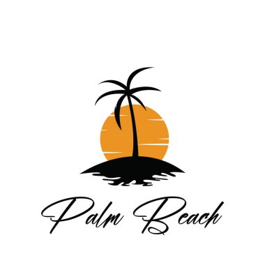 Palmiye ağacı logo şablonu vektör çizimi