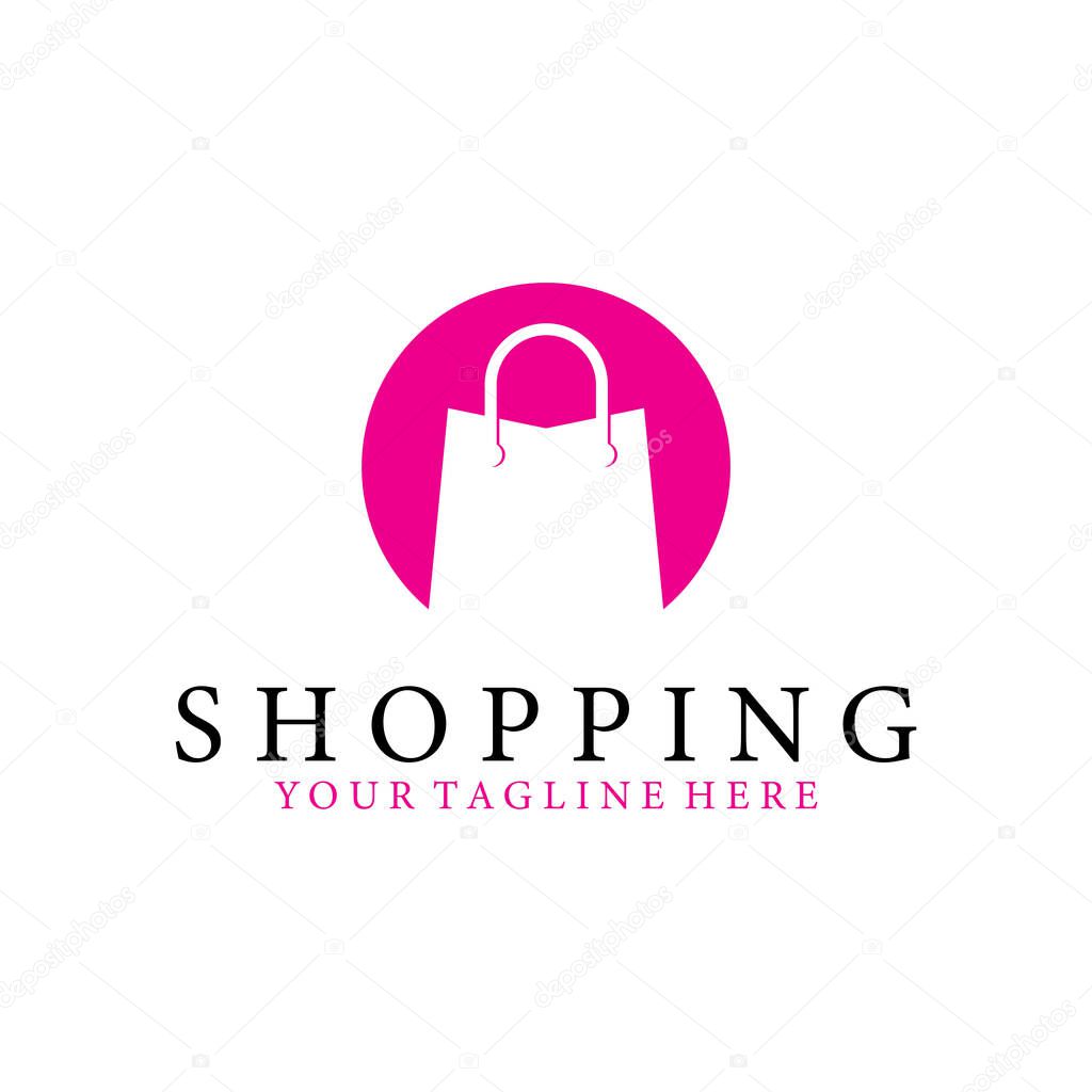 Shopping bag logo vector icon illustration template design
