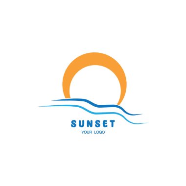 Ocean Sunset Logo Design Inspiration. isolated on white background 
