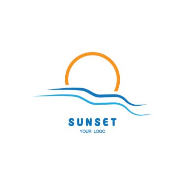 Ocean Sunset Logo Design Inspiration. isolated on white background 